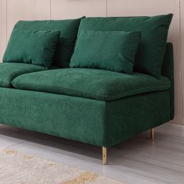 Modern Armless Loveseat Couch; Armless Settee Bench; Emerald Cotton Linen-59.8''