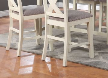 Modern Contemporary Dining Room Furniture Chairs Set of 2 Counter Height Chairs Light Wooden High Chair X Back Design Cushion Seat