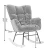 Mid Century Modern Teddy Fabric Tufted Upholstered Rocking Chair Padded Seat For Living Room Bedroom; Yellow