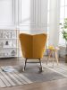 Mid Century Modern Teddy Fabric Tufted Upholstered Rocking Chair Padded Seat For Living Room Bedroom; Yellow