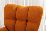 Mid Century Modern Teddy fabric Tufted Upholstered Rocking Chair Padded Seat for Living Room Bedroom; Orange