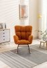 Mid Century Modern Teddy fabric Tufted Upholstered Rocking Chair Padded Seat for Living Room Bedroom; Orange