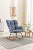 Mid Century Modern Teddy fabric Tufted Upholstered Rocking Chair Padded Seat for Living Room Bedroom; Light Blue