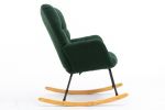 Mid Century Modern Teddy Fabric Tufted Upholstered Rocking Chair Padded Seat For Living Room Bedroom; Dark Green