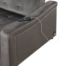 50.6&quot; Convertible Sleeper Bed; Adjustable Sofa Couch with Dual USB Ports for Living Room Space