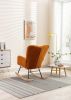 Mid Century Modern Teddy fabric Tufted Upholstered Rocking Chair Padded Seat for Living Room Bedroom; Orange