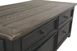 Ashley Tyler Grayish Brown/Black Casual Creek Coffee Table with Lift Top T736-20