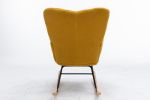 Mid Century Modern Teddy Fabric Tufted Upholstered Rocking Chair Padded Seat For Living Room Bedroom; Yellow