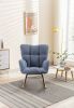 Mid Century Modern Teddy fabric Tufted Upholstered Rocking Chair Padded Seat for Living Room Bedroom; Light Blue