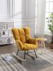 Mid Century Modern Teddy Fabric Tufted Upholstered Rocking Chair Padded Seat For Living Room Bedroom; Yellow
