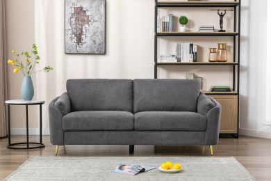 Contemporary 1pc Sofa Dark Gray with Gold Metal Legs Plywood Pocket Springs and Foam Casual Living Room Furniture
