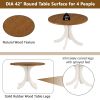 TOPMAX Mid-Century Solid Wood Round Dining Table for Small Places; Walnut Table