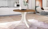 TOPMAX Mid-Century Solid Wood Round Dining Table for Small Places; Walnut Table