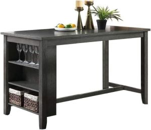 Modern Casual 1pc Counter Height High Dining Table w Storage Shelves Dark Brown Finish Wooden Kitchen Breakfast Table Dining Room Furniture
