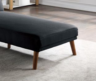 Black Polyfiber Adjustable Chaise Bed Living Room Solid wood Legs Tufted Couch