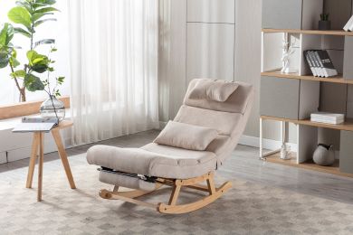 COOLMORE living room Comfortable rocking chair living room chair Beige (Color: as Pic)