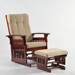Straight-forward rustic style rocking chair with ottoman for nursing and relaxing (Color: as Pic)