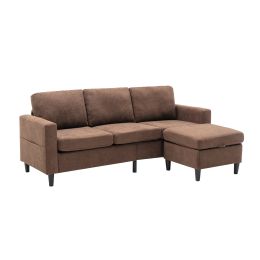 Orisfur. Sectional Sofa with Handy Side Pocket; Living Room L-Shape 3-Seater Couch with Movable Ottoman for Small Space (Color: as Pic)
