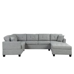 121&quot; Oversized Sectional Sofa with Storage Ottoman; U Shaped Sectional Couch with 2 Throw Pillows for Large Space Dorm Apartment. (Color: pic)
