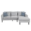 84.65" Modern Upholstered L-Shape Sofa Couch with Chaise and 2 Pillows; 3-Seater Couch with rubber wood legs for Living Room; Apartment; Small Space