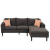 84.65" Modern Upholstered L-Shape Sofa Couch with Chaise and 2 Pillows; 3-Seater Couch with rubber wood legs for Living Room; Apartment; Small Space