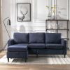 Sectional Sofa with Handy Side Pocket; Living Room L-Shape 3-Seater Couch with Movable Ottoman for Small Space