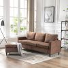 Sectional Sofa with Handy Side Pocket; Living Room L-Shape 3-Seater Couch with Movable Ottoman for Small Space