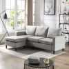 Sectional Sofa with Handy Side Pocket; Living Room L-Shape 3-Seater Couch with Movable Ottoman for Small Space