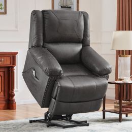 Power Lift Chair with Adjustable Massage Function; Recliner Chair with Heating System for Living Room (Color: Gray)