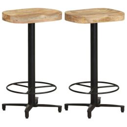 Bar Stools 2 pcs 26" Solid Mango Wood (Color: Brown)