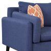 84.65" Modern Upholstered L-Shape Sofa Couch with Chaise and 2 Pillows; 3-Seater Couch with rubber wood legs for Living Room; Apartment; Small Space