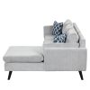 84.65" Modern Upholstered L-Shape Sofa Couch with Chaise and 2 Pillows; 3-Seater Couch with rubber wood legs for Living Room; Apartment; Small Space