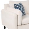 84.65" Modern Upholstered L-Shape Sofa Couch with Chaise and 2 Pillows; 3-Seater Couch with rubber wood legs for Living Room; Apartment; Small Space