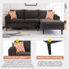 84.65" Modern Upholstered L-Shape Sofa Couch with Chaise and 2 Pillows; 3-Seater Couch with rubber wood legs for Living Room; Apartment; Small Space