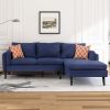 84.65" Modern Upholstered L-Shape Sofa Couch with Chaise and 2 Pillows; 3-Seater Couch with rubber wood legs for Living Room; Apartment; Small Space
