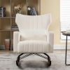 Velvet Nursery Rocking Chair; Accent Rocking Chair with with Solid Metal Legs; Upholstered Comfy Glider Rocker for Reading; Bedroom and Living Room