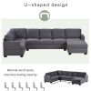 Modern Large Upholstered U-Shape Sectional Sofa;  Extra Wide Chaise Lounge Couch