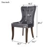 TOPMAX Victorian Dining Chair Button Tufted Armless Chair Upholstered Accent Chair; Nailhead Trim; Chair Ring Pull Set of 2 (Grey)