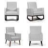 2-in-1 Fabric Upholstered Rocking Chair with Waist Pillow