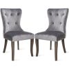 TOPMAX Victorian Dining Chair Button Tufted Armless Chair Upholstered Accent Chair; Nailhead Trim; Chair Ring Pull Set of 2 (Grey)