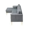 Sectional Sofa with Two Pillows; L-Shape Upholstered Couch with Modern Elegant Velvet for Living Room Apartment