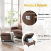 Sectional Sofa with Handy Side Pocket; Living Room L-Shape 3-Seater Couch with Movable Ottoman for Small Space