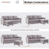 Reversible Sectional Sofa with Handy Side Pocket,Living Room L-Shape 3-Seater Couch with Modern Linen Fabric for Small Space