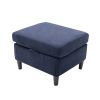 Sectional Sofa with Handy Side Pocket; Living Room L-Shape 3-Seater Couch with Movable Ottoman for Small Space