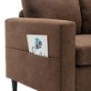 Sectional Sofa with Handy Side Pocket; Living Room L-Shape 3-Seater Couch with Movable Ottoman for Small Space