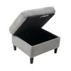 Sectional Sofa with Handy Side Pocket; Living Room L-Shape 3-Seater Couch with Movable Ottoman for Small Space