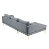 Sectional Sofa with Two Pillows; L-Shape Upholstered Couch with Modern Elegant Velvet for Living Room Apartment