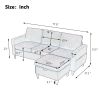 Sectional Sofa with Handy Side Pocket; Living Room L-Shape 3-Seater Couch with Movable Ottoman for Small Space