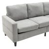 Sectional Sofa with Handy Side Pocket; Living Room L-Shape 3-Seater Couch with Movable Ottoman for Small Space