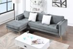 Sectional Sofa with Two Pillows; L-Shape Upholstered Couch with Modern Elegant Velvet for Living Room Apartment